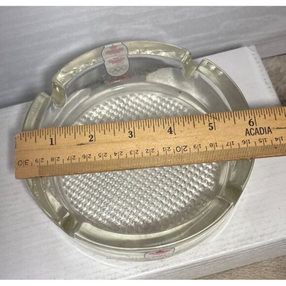 Canada 1976 Olympics Clear Glass Ashtray With Logo 6" Diameter 2" Tall - Picture 6 of 7